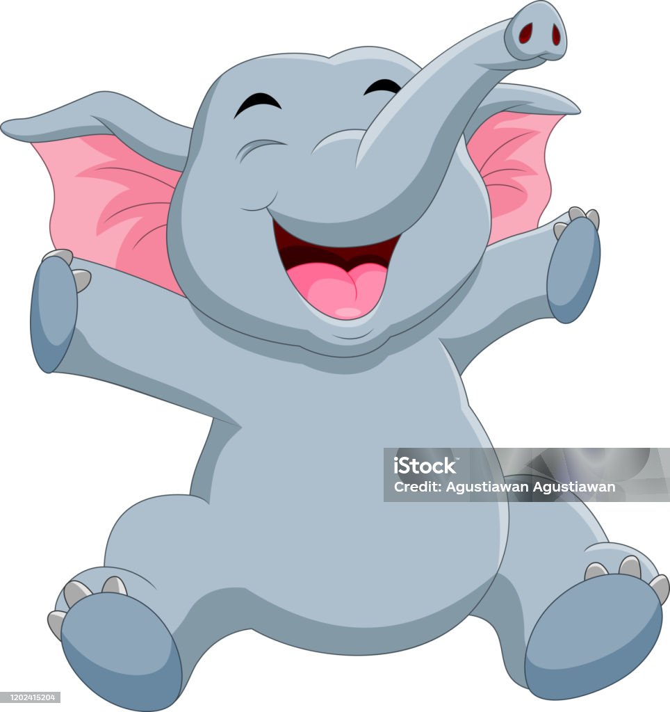 A Cute Elephant Cartoon Sitting Stock Illustration - Download Image Now -  Elephant, Happiness, Animal - iStock