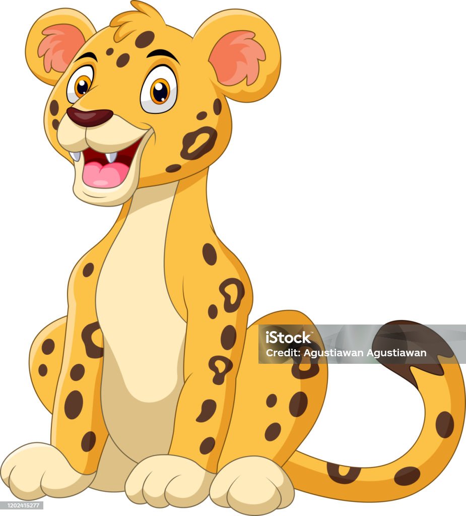 A Cute Cartoon Cheetah Sitting Stock Illustration - Download Image Now -  Jaguar - Cat, Cheetah, Cartoon - iStock