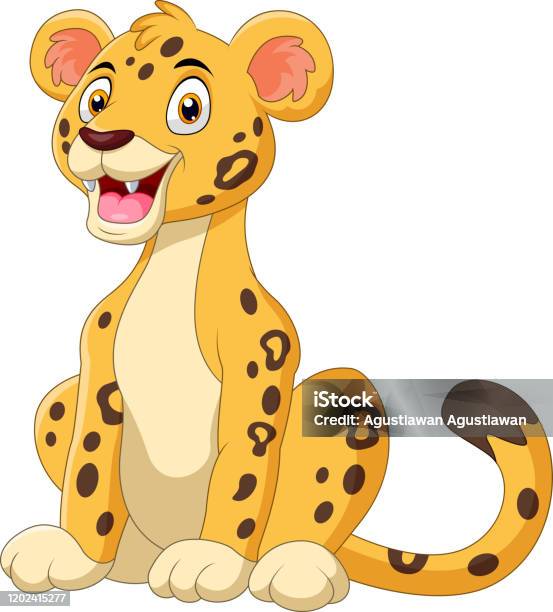 A Cute Cartoon Cheetah Sitting Stock Illustration - Download Image Now -  Jaguar - Cat, Cheetah, Cartoon - iStock