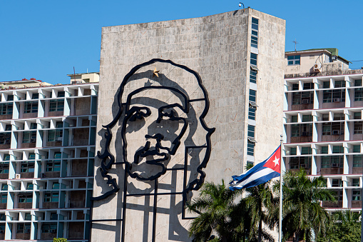 November 27, 2019, Havana, Cuba. Close Up Che Guevara in plaza De la Revolution