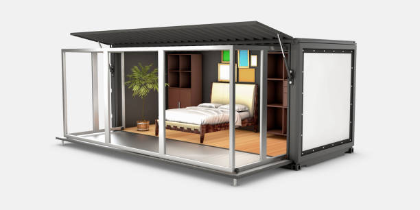 istock 3d Illustration of Container House. Reuse Container for bedroom. 1202427985