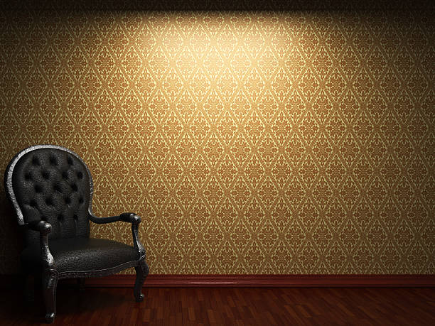 istock illuminated fabric wallpaper and chair made in 3D 120243171