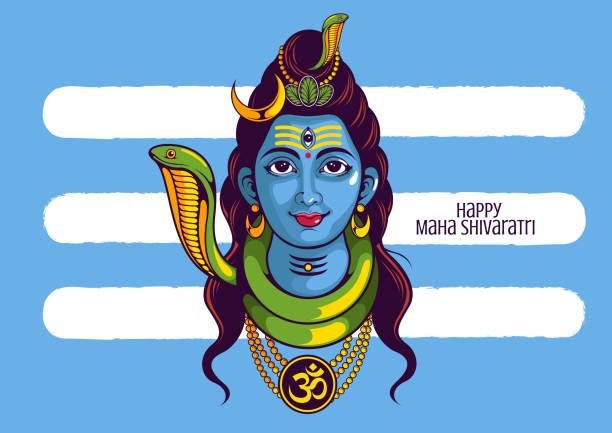 Maha Shivaratri 9 illustration of Lord Shiva of india for traditional Hindu festival, Maha Shivaratri, background template, vector EPS10. lord siva cartoon stock illustrations