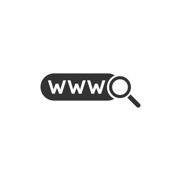 istock Global search icon in flat style. Website address vector illustration on white isolated background. WWW network business concept. 1202437014