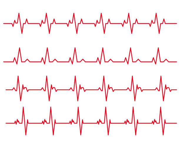 electro-cardiogram garis ilustrasi bahan set - memeriksa denyut nadi ilustrasi stok