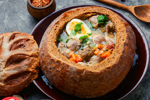 istock Polish soup zurek in bread pot 1202443736