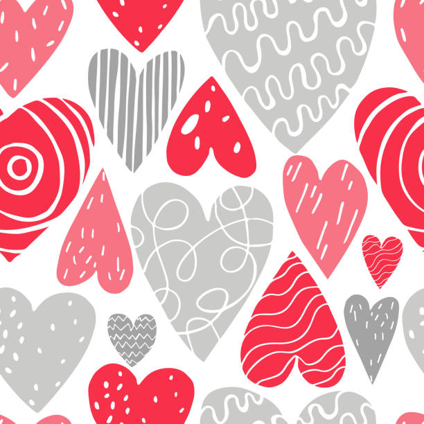 векторный узор с сердцами. - valentines day love vector illustration and painting stock illustrations