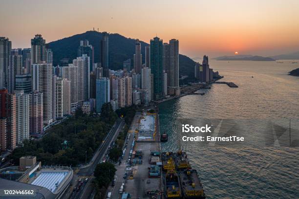 Private Housing Of Hong Kong From Drone View Stock Photo - Download Image Now - Hong Kong, Town, Angle