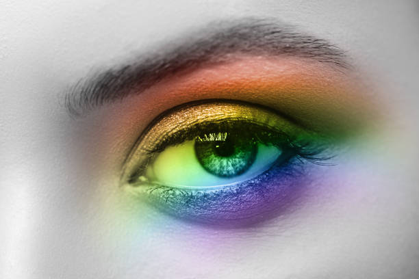 istock Colorful rainbow make-up on woman eye 1202450498