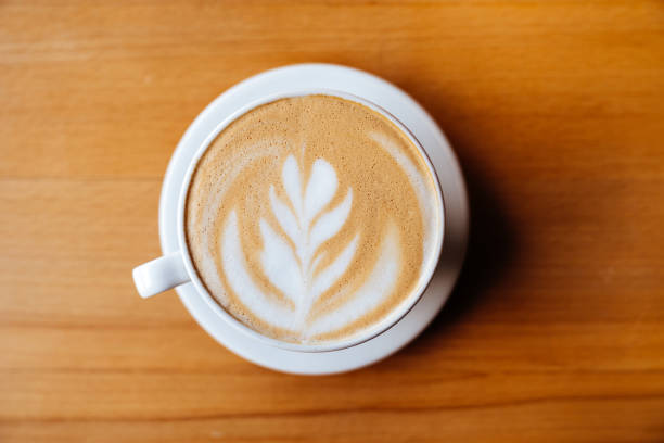 istock Top view of hot coffee cappuccino cup 1202450615