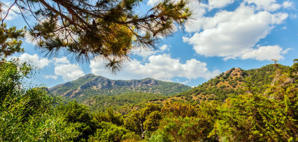 istock Panoramic island view on amazing bay Ionian Sea 1202451069