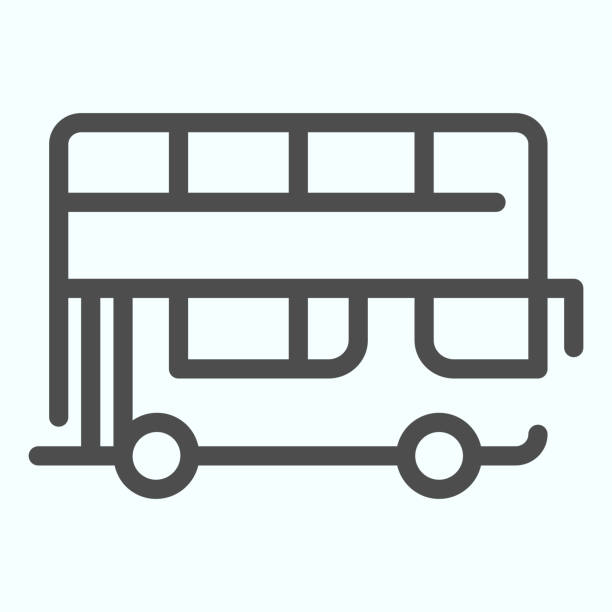 ikona linii autobusów. dwupiętrowa ilustracja wektorowa magistrali izolowana na biało. projekt stylu zarysu autobusu miejskiego w londynie, zaprojektowany dla stron internetowych i aplikacji. - bus double decker bus london england uk stock illustrations