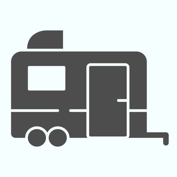 ilustrações de stock, clip art, desenhos animados e ícones de trailer solid icon. bus for living illustration isolated on white. mobile home trailer glyph style design, designed for web and app. eps 10. - vehicle trailer illustrations