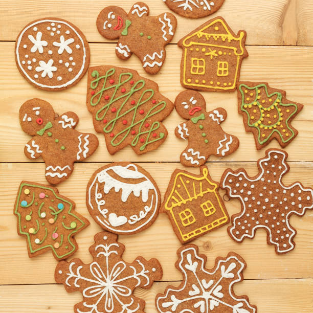 Christmas gingerbread cookies background