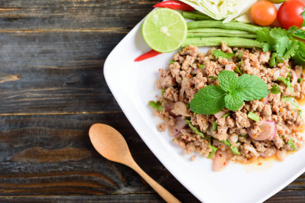 istock Thai food, spicy minced pork salad (Larb Moo) 1202463443