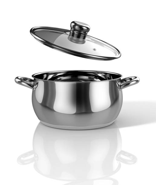 istock Stainless pan with glass lid. 3D illustration. 1202463767