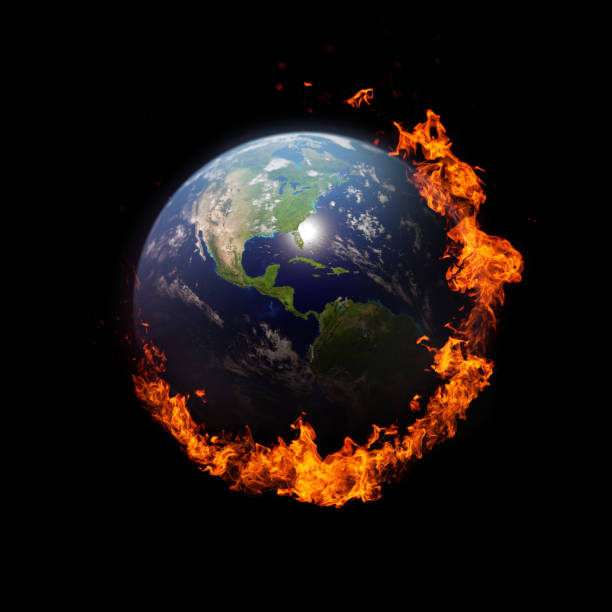 istock Burning planet Earth. The Americas on foreground. 1202464597