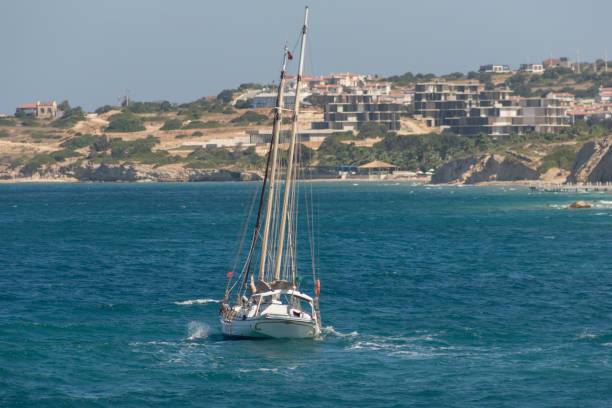 yatch by holiday summer town cesme beach izmir turkey