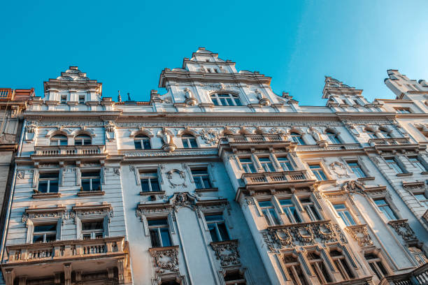 istock Old building sunlit in Prague city 1202468571