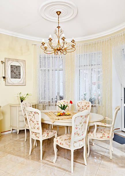 istock Classic style dining room interior in beige pastoral colors 120246901