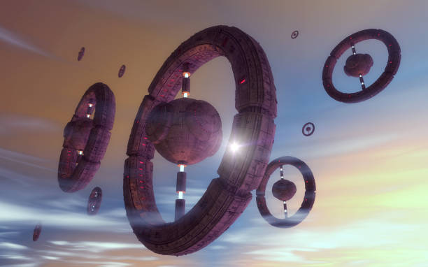istock 3d render. Futuristic spaceship concept illustration 1202469841