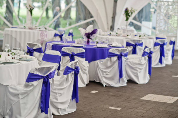 istock Beautiful wedding set decoration in the restaurant. 1202470593
