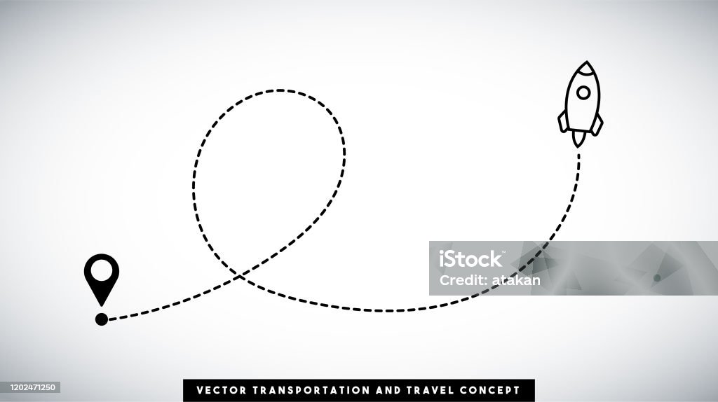 Rocket Path Vector Rocket Line Path Vector Design Transportation And Travel Concept Stock ...