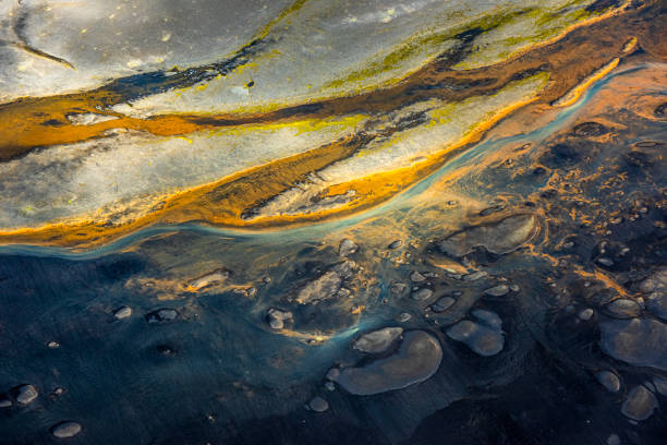istock Abstract patterns of Iceland wilderness taken from a helicopter 1202472482