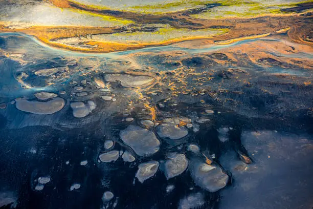 Abstract patterns of Iceland wilderness, taken from a helicopter.