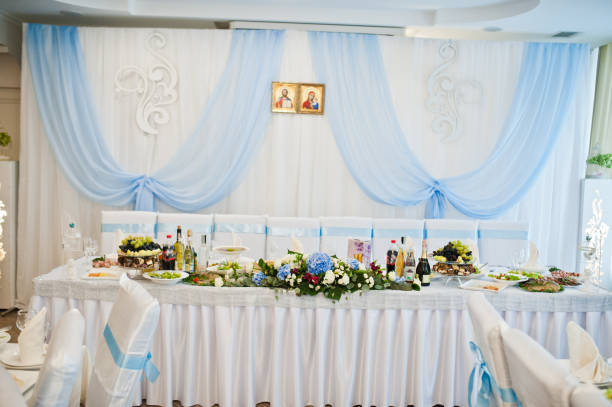 istock Beautiful wedding set decoration in the restaurant. 1202472639