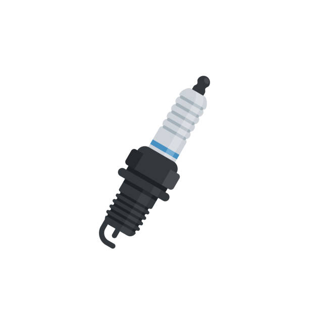 ilustrações de stock, clip art, desenhos animados e ícones de spark plug vector in flat style. - vela de ignição