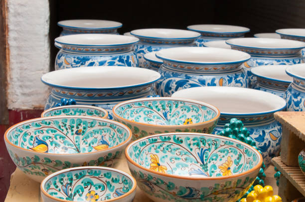 Porcelain plates for sale in a pottery shop