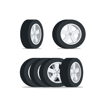 Coche de dibujos animados gratis estilo rueda vehículo detalle Auto rines  cromados de borde de aleación de neumáticos neumáticos llantas Titanium  Auto detalle neumático vector gratis