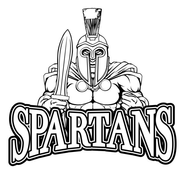 ilustrações, clipart, desenhos animados e ícones de mascote esportivo de trojan espartano - roman army isolated on white classical greek