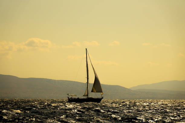 istock Sailing Yacht in the Sun Backlight 1202478632