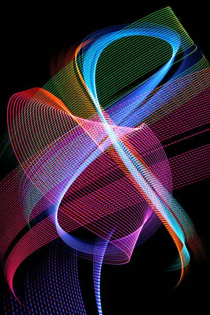 Abstract color background made with light painting or light drawing