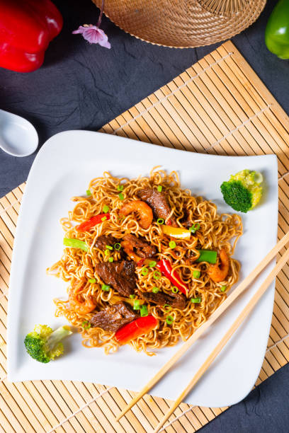 istock Fried Mie noodles with beef and vegetables. 1202484039