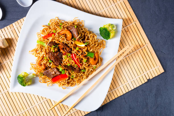 istock Fried Mie noodles with beef and vegetables. 1202484090