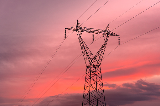 Electric Power Lines at sunset