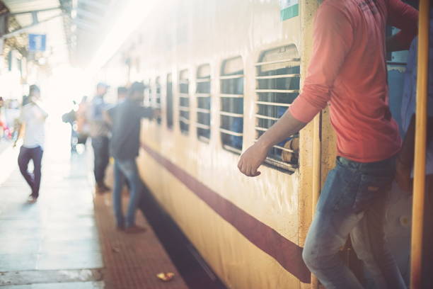 istock Haridwar train station in sunset in India 1202488550