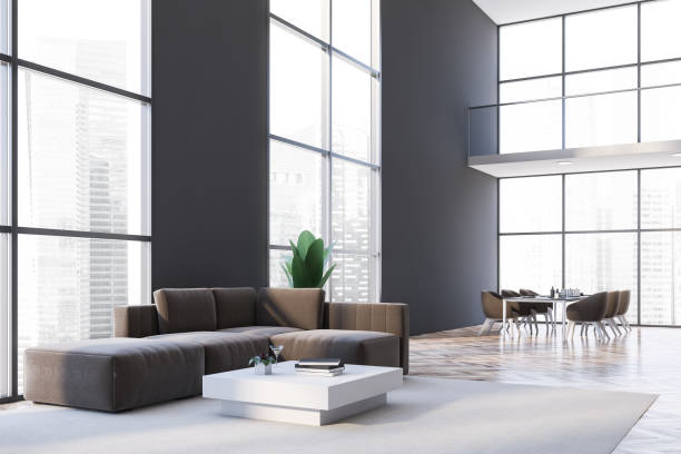 istock Gray living room and dining room corner 1202490571
