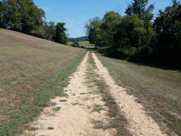 istock road or path to river or water with green grass on hill 1202490776