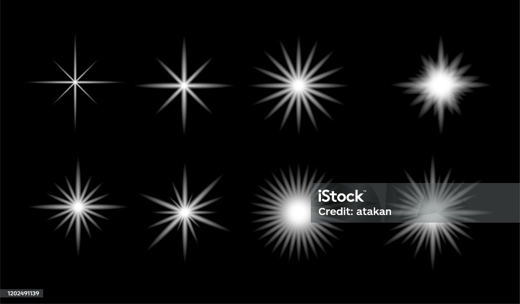 Vector Glowing lights effect. Vector Glowing lights effect on dark background. Horizontal composition with copy space. Glittering stock vector