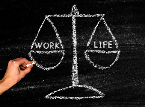 Work life balance concept on blackboard