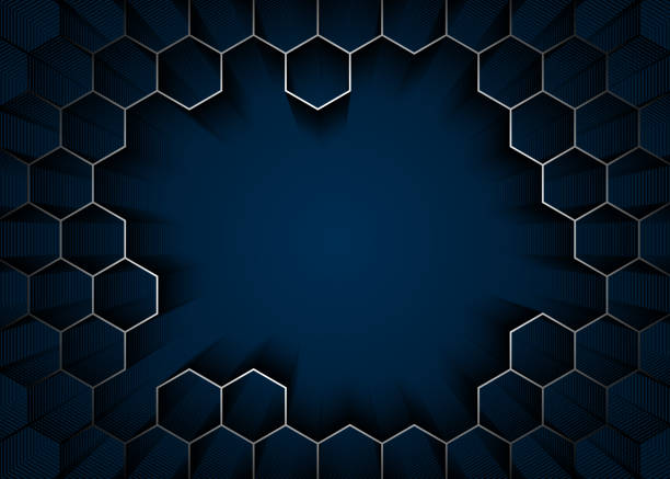 illustrazioni stock, clip art, cartoni animati e icone di tendenza di esagono blu - hexagon three dimensional shape diagram abstract