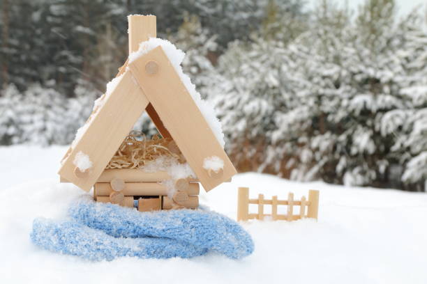 istock Model of a timber house. 1202495971