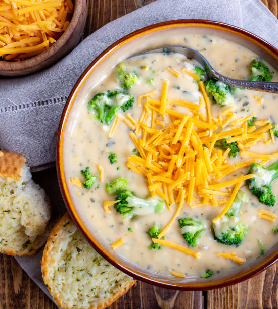 istock Bowl of Creamy Broccoli Cheddar Cheese Soup 1202498264