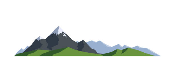 ilustrações de stock, clip art, desenhos animados e ícones de mountain landscape vector illustration - sunset winter mountain peak european alps