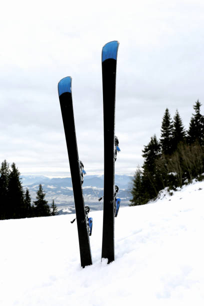 istock pair of mountain ski in snow 1202500404