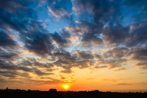 Beautiful sky and colorful clouds at dusk,China